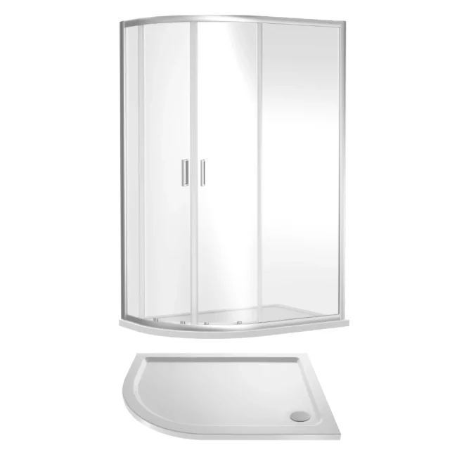 Nuie Rene Chrome 1200 x 800mm Left Hand Offset Quadrant Enclosure with Tray