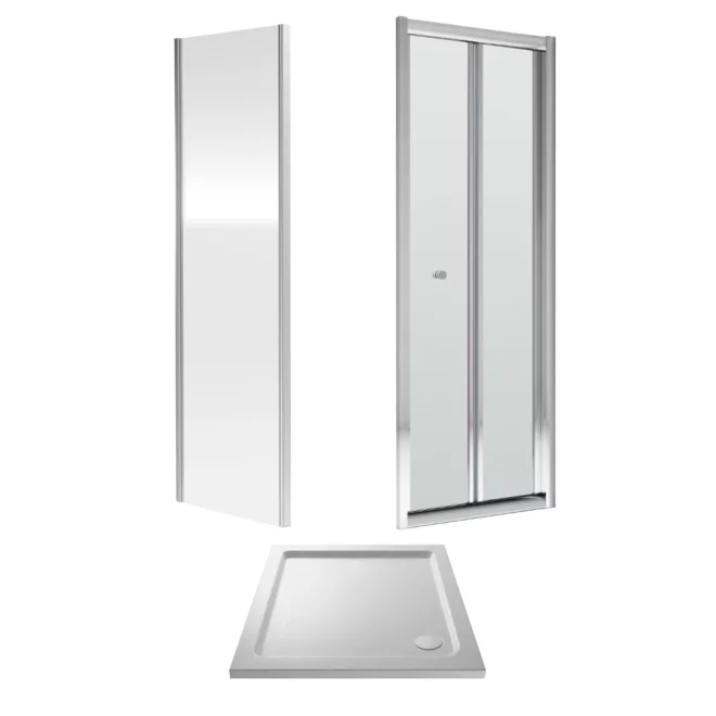 Nuie Rene Framed Chrome 700mm Bi Fold Door, 690mm Side Panel and Tray
