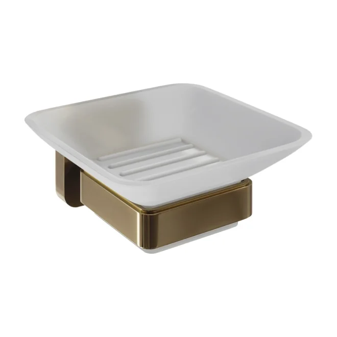 Nuie Trisen Brushed Brass Soap Holder & Glass Dish