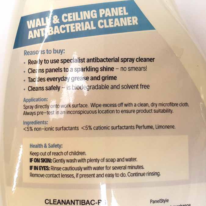 Panelstyle PVC Bathroom Wall Panel Cleaner - 500ml, CLEANANTIBAC-PS ...