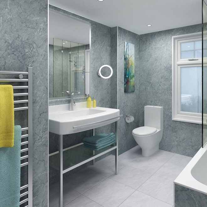 Grey Bonito 2400 X 1200mm Perform Panel Shower Wall Cladding Nu Style - Gray Wall Paneling Bathroom
