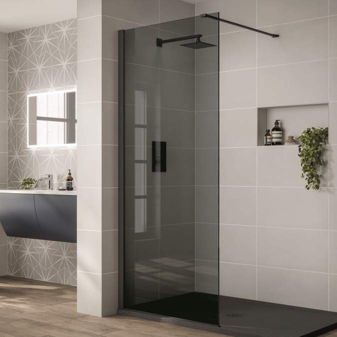 Prestige2 900mm Smoked Wetroom Shower Screen 10mm Glass, Frontline Bathrooms