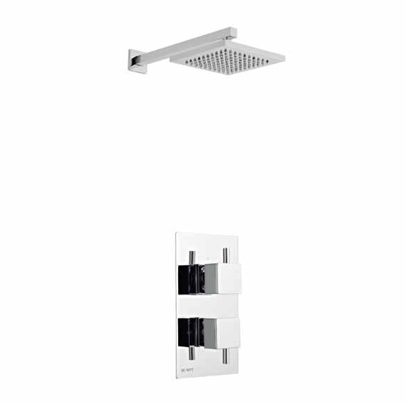 Pure Thermostatic Concealed Shower Valve with Fixed Rain Head - Kartell UK