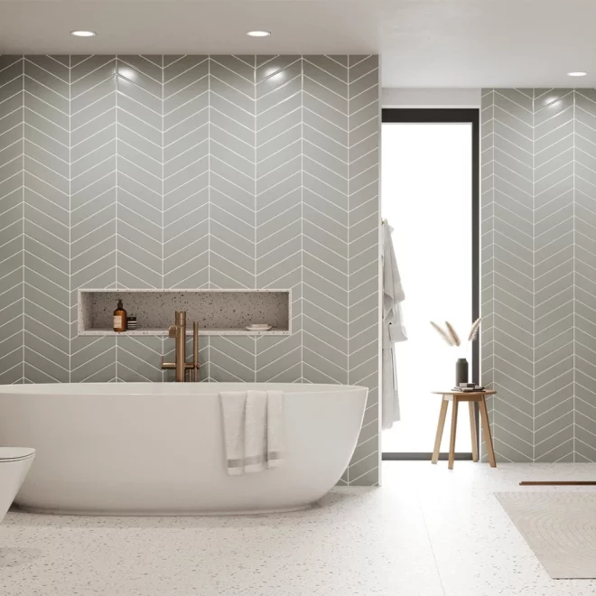 Dark Grey Chevron Reco PVC Tile Wall Panels