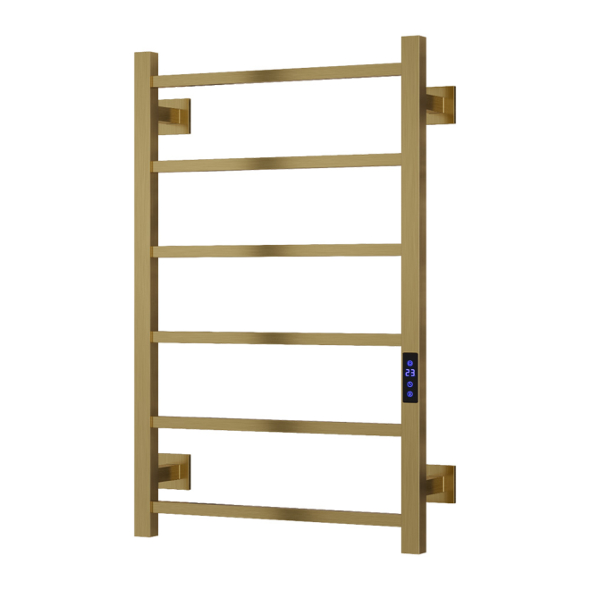 Reina Velino 800x500mm Brushed Brass Bathroom Electric Radiator