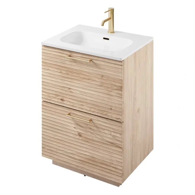 Rhythm Light Oak Floor Standing Vanity Unit - 600mm