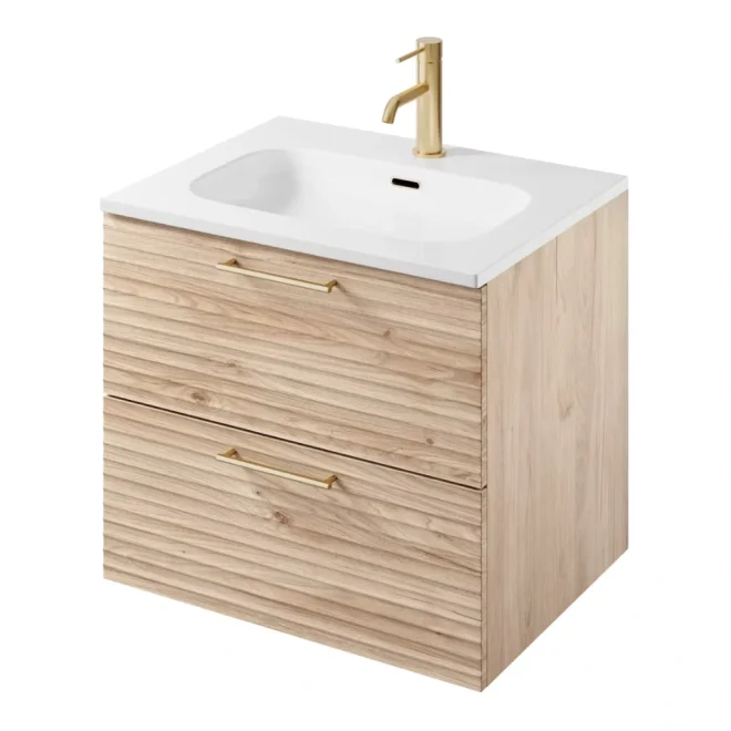 Rhythm Light Oak Wall Hung Vanity Unit - 600mm