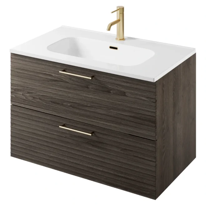 Rhythm Lave Oak Wall Hung Vanity Unit - 800mm