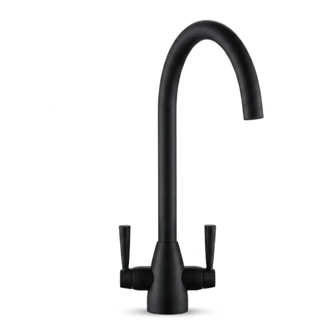 Richmond Twin Lever Kitchen Mixer Tap - Matt Black