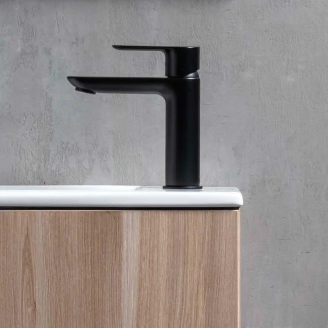 Roca Cala Matt Black Smooth Body Basin Mixer