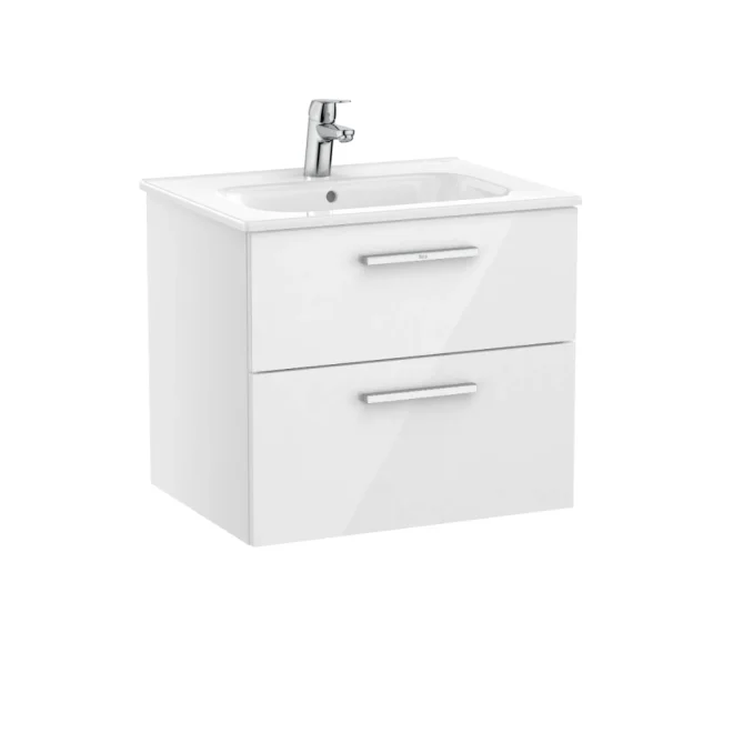 Roca Victoria 605mm 2 Drawer Vanity Unit & Basin - Gloss White