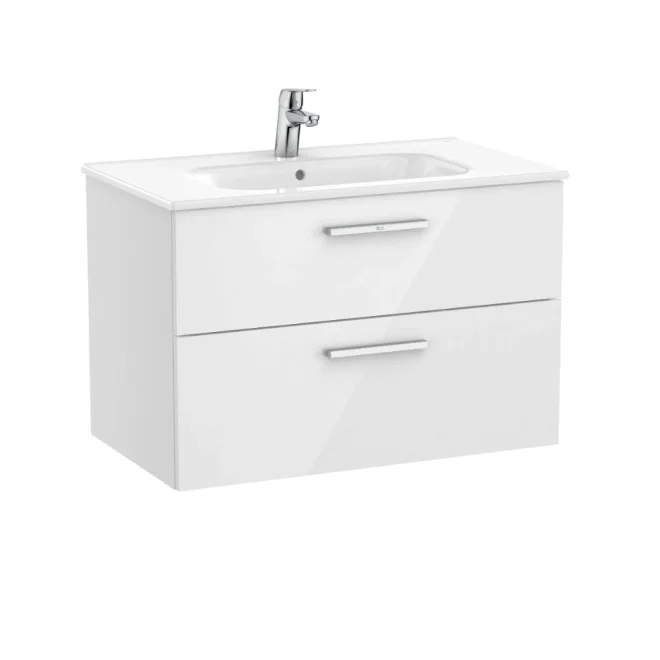 Roca Victoria 800mm 2 Drawer Vanity Unit & Basin - Gloss White