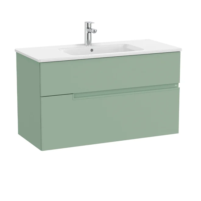 Roca Victoria-N 1000mm Sage Green 2 Drawer Vanity Unit & Basin
