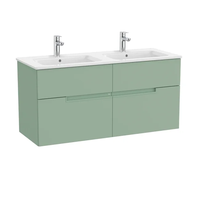 Roca Victoria-N 1200mm Sage Green 4 Drawer Vanity Unit & Double Basin