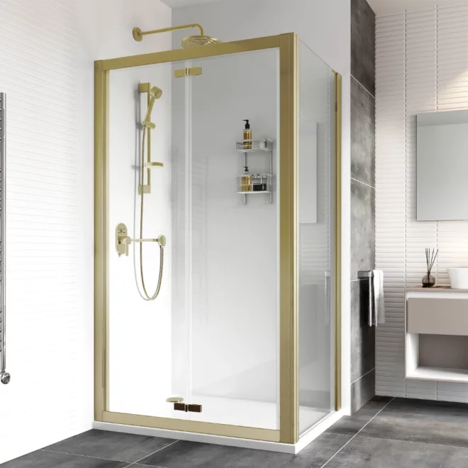 Roman Haven8 Brushed Brass 760mm Bi-Fold Shower Door