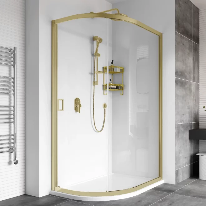 Roman Haven8 Brushed Brass 800 x 1000mm One Door Quadrant Shower Enclosure