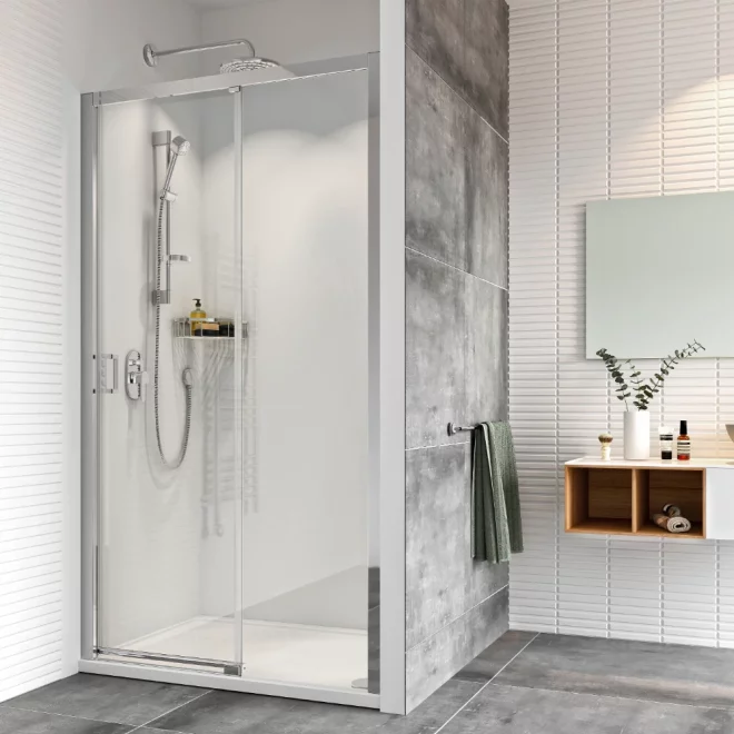 Roman Haven8 Chrome 1000mm Level Access Sliding Shower Door