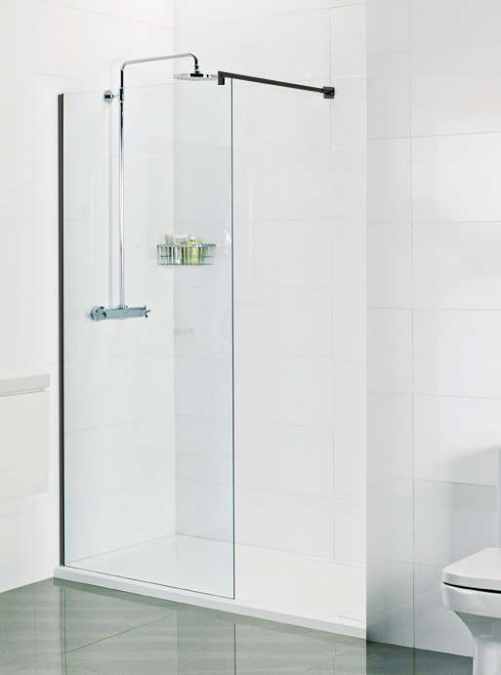 Roman Select 400 Matt Black Corner Wet Room Glass Panel 8mm