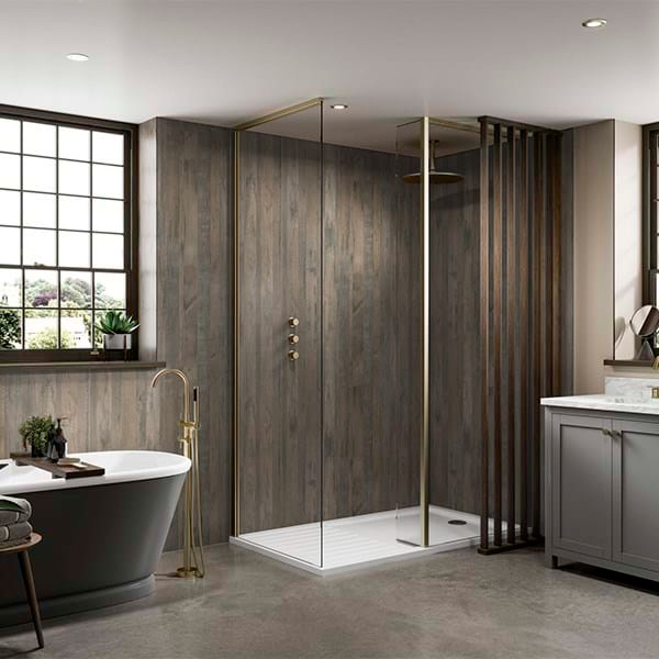 Multipanel Linda Barker Salvaged Planked Elm Shower Panels