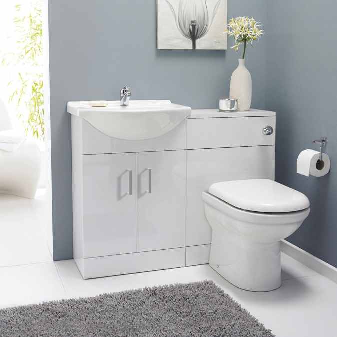 Gloss White Bathroom Furniture Pack, White Bathroom Furniture