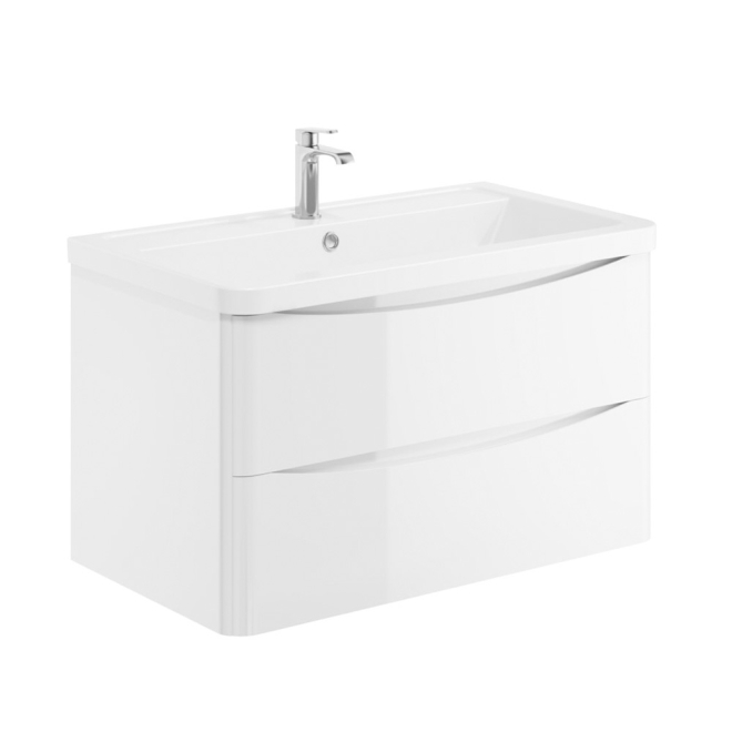 Scudo Bella 800 Gloss White Wall Hung Vanity