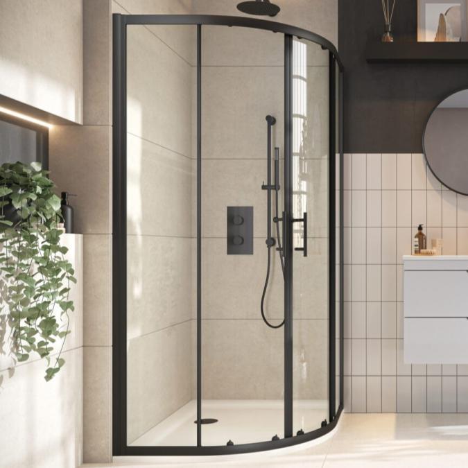 Scudo S6 900mm Matt Black Double Door Quadrant Shower Enclosure