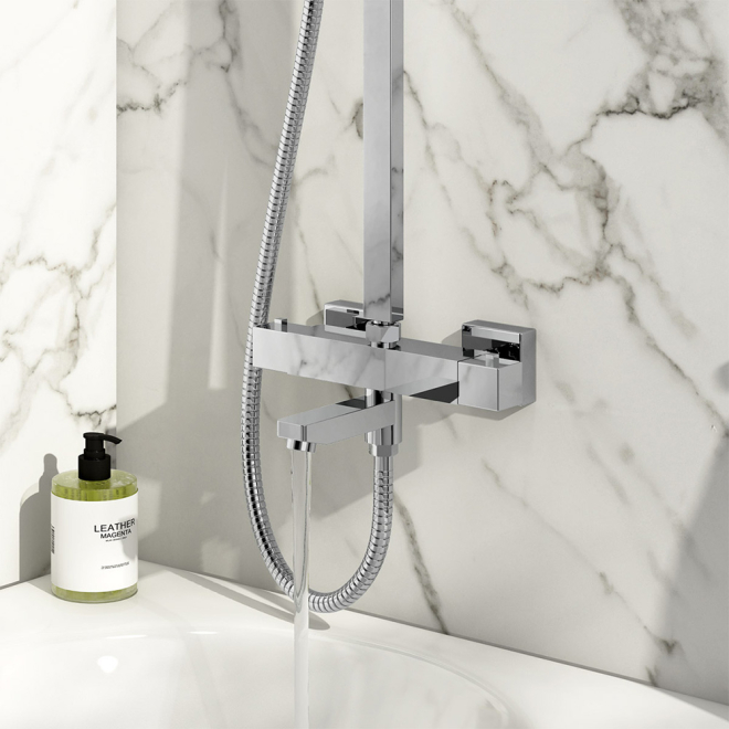 Scudo Block Square Rigid Riser Shower With Bath Filler