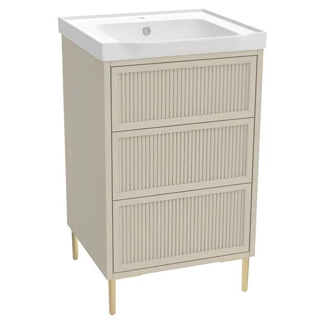 Lancia Bota 500mm Stone Fluted Freestanding Bathroom Vanity Unit