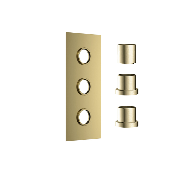 Scudo Brushed Brass Triple Concealed Plate with Sleeves