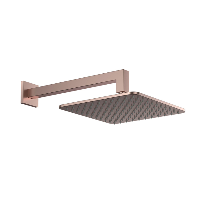 Scudo Square Brushed Bronze Shower Head and Arm