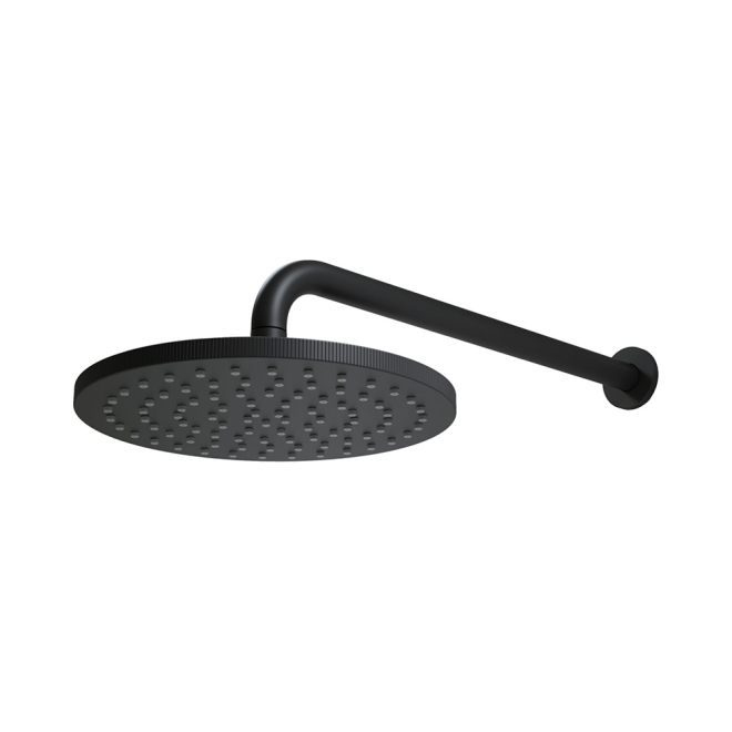 Scudo Core Round Matt Black Shower Head and Arm