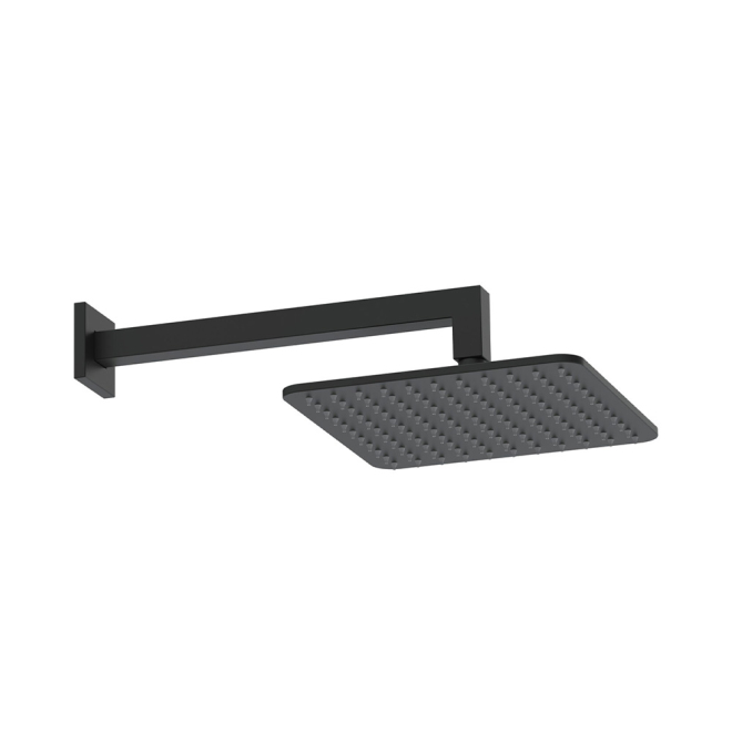 Scudo Square Matt Black Shower Head and Arm