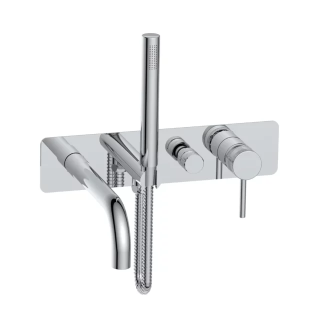 Scudo Core Wall Mounted Bath Shower Mixer & Handset Chrome
