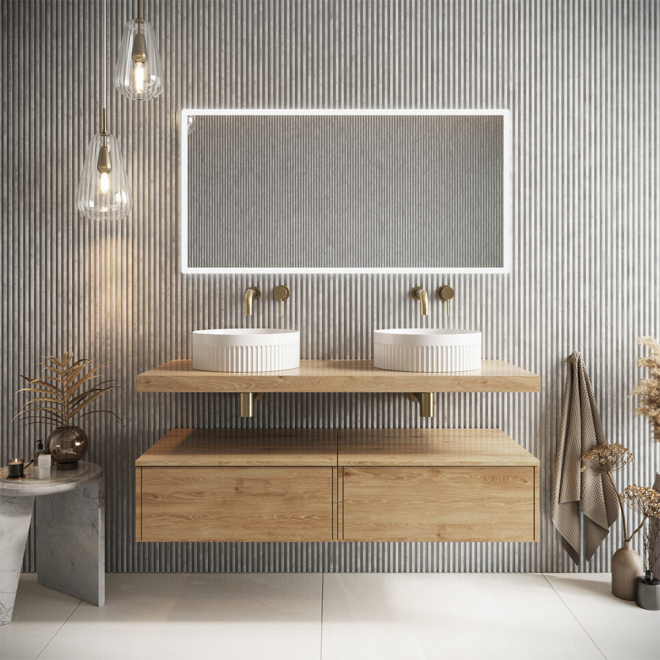 Scudo Shelph Oak 1200 x 500mm Shelf Including Wall Brackets
