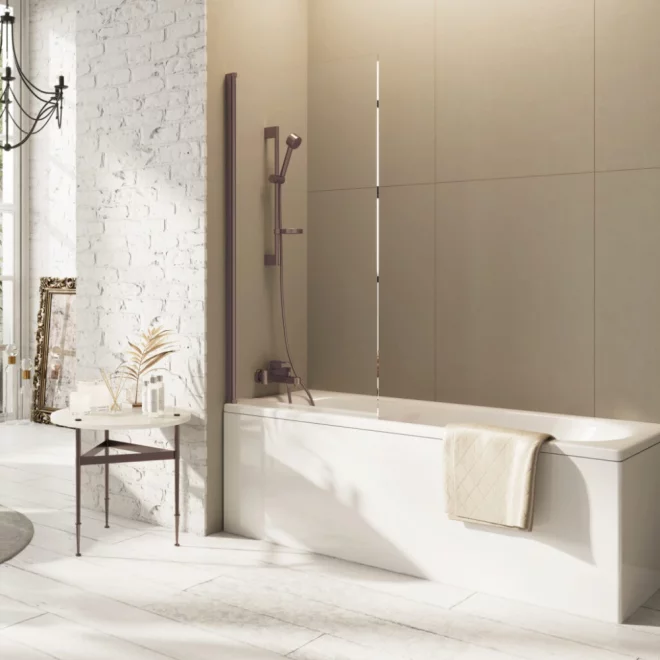 Lancia Thalia Brushed Bronze Bath Shower Screen