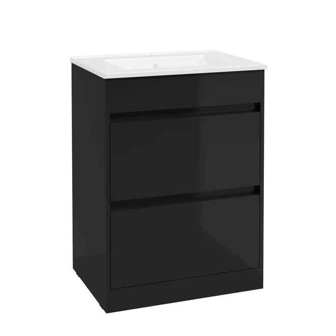 SELECT Source Black 600mm Two Drawer Floor Standing Vanity Unit