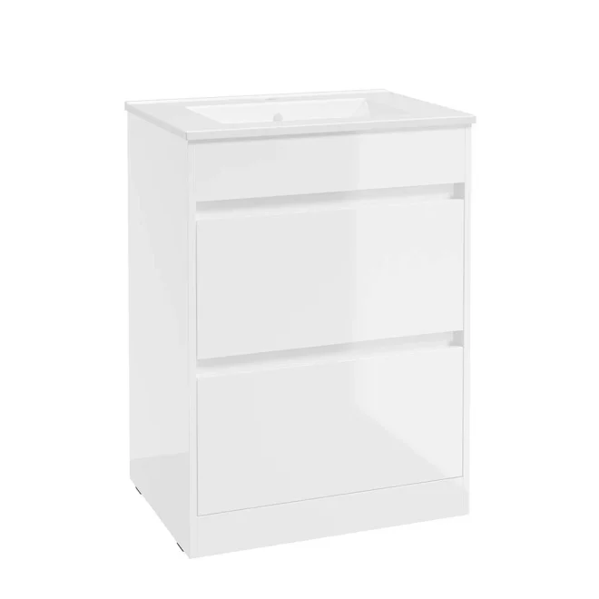 SELECT Source White 600mm Two Drawer Floor Standing Vanity Unit