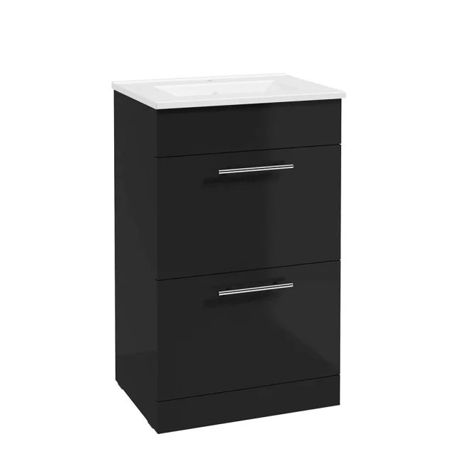 SELECT Strata Black 500mm Two Drawer Floor Standing Vanity Unit