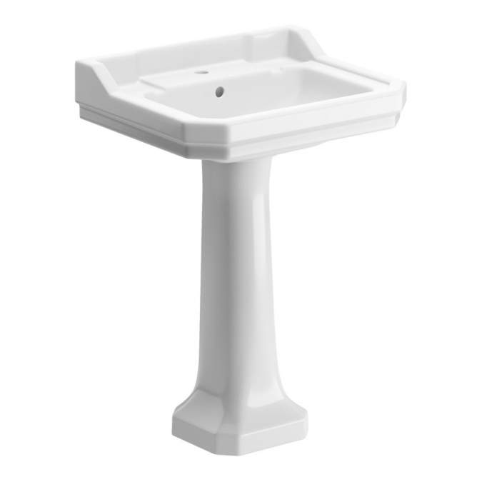 Shetland 600 x 500mm 1 Tap Hole Basin & Full Pedestal