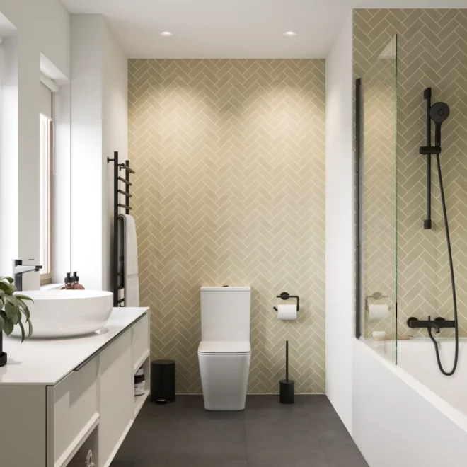 Sand Herringbone Showerwall Acrylic Wall Panels