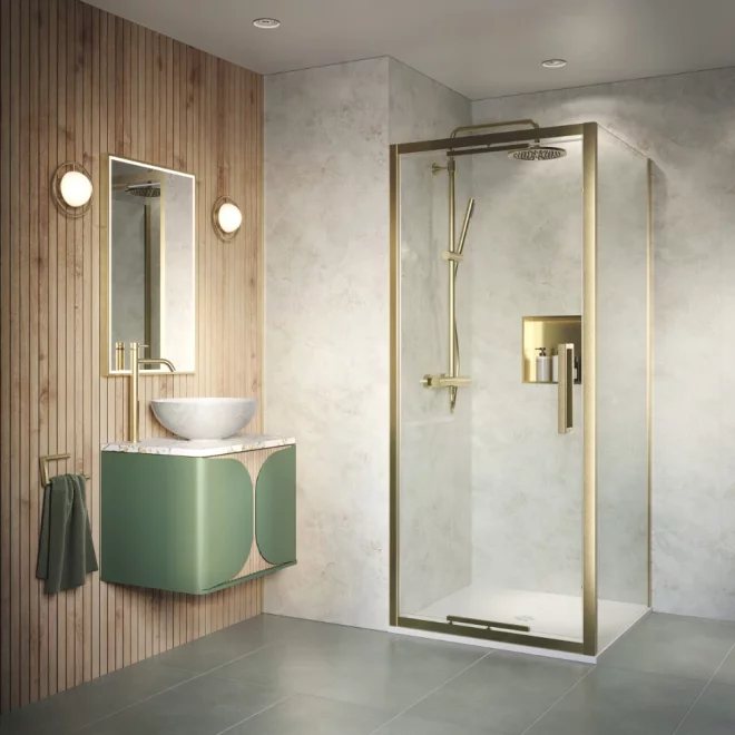 Showerwall Arcade Oak Laminate Slat Wall Panels