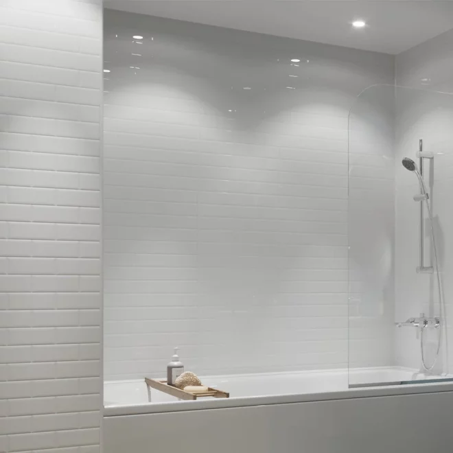 Lily White Showerwall Compact Tile Effect Wall Panel - 1220 x 2400mm