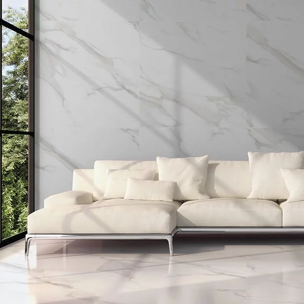 Statuario Mercury White/Grey Matt 600 x 600 Marble Porcelain Floor & Wall Tiles - 1.44m2