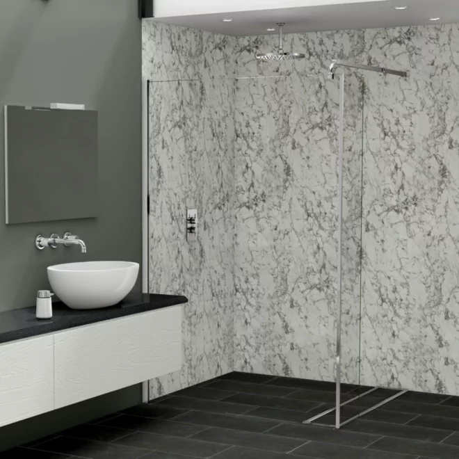 Nuance Turin Marble Ultramatt Waterproof Shower Panel by Bushboard