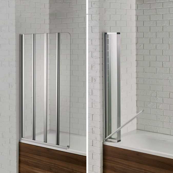 Aquadart Swiftseal 4 Fold Semi Frameless Left Hand Bath Screen 1400 x 800mm