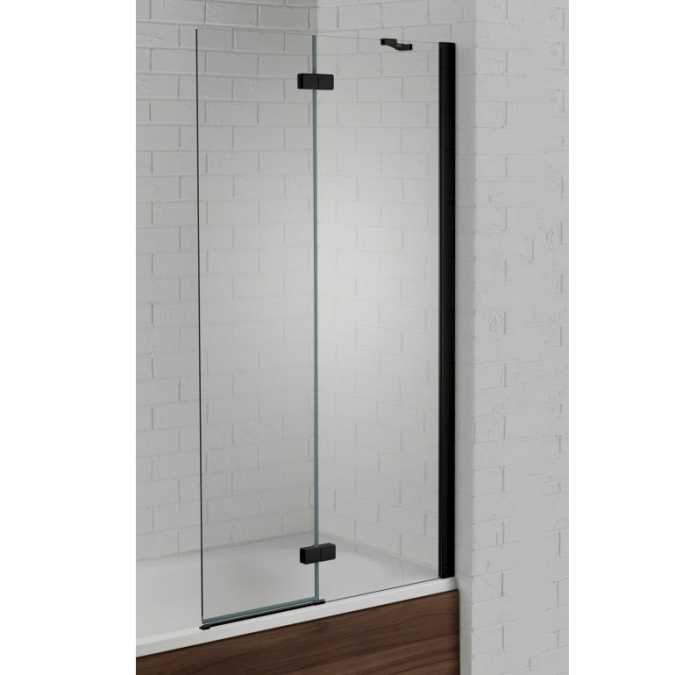 Aquadart Venturi 6  Black Hinged Bath Shower Screen Right Hand - 1500 x 900mm