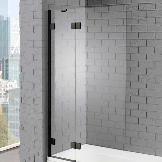 Aquadart Venturi 8 Black Hinged Bath Shower Screen - 1500 x 1000mm