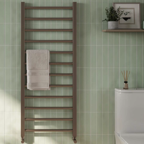 Scudo Vibe 500 x 1200mm Brushed Bronze Towel Radiator