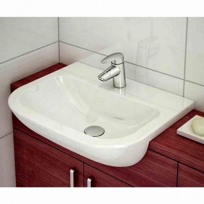 VitrA S20 Semi-Recessed Basin 550mm Single Tap Hole