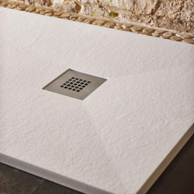 Essenza White Slate Rectangle Shower Tray Sommer Slate Effect Shower
